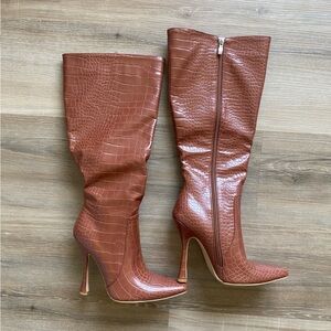 Pretty Little Thing Croc Point Toe Stiletto heeled boot